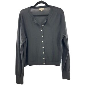 J. Crew Black Button Up Cardigan Sweater‎ Womens XL Long Sleeve V Neck